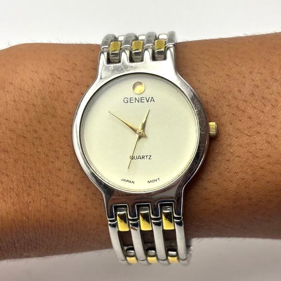 Silver & Gold Geneva Men's Watch - Picture 1 of 5